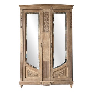 Large Art Nouveau Oak Wardrobe, 1890s For Sale