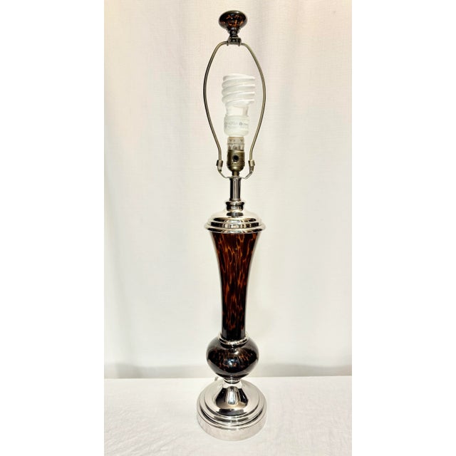 Modern Late Twentieth Century Amber Faux Tortoise Shell Table Lamp For Sale - Image 3 of 8