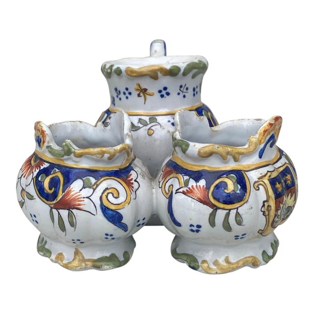 French Faience Salt & Pepper Set Desvres , Circa 1900 For Sale