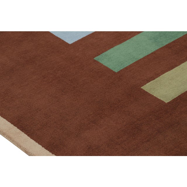 2010s Rug & Kilim’s Bauhaus Style Rug in Brown and White With Geometric Patterns For Sale - Image 5 of 7