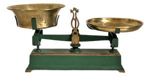 Vintage Roberval Scale with Copper Pans in Cast Iron, 1950s