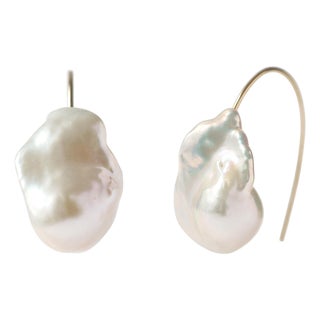 Baroque Pearl Hook Earrings, Pair For Sale
