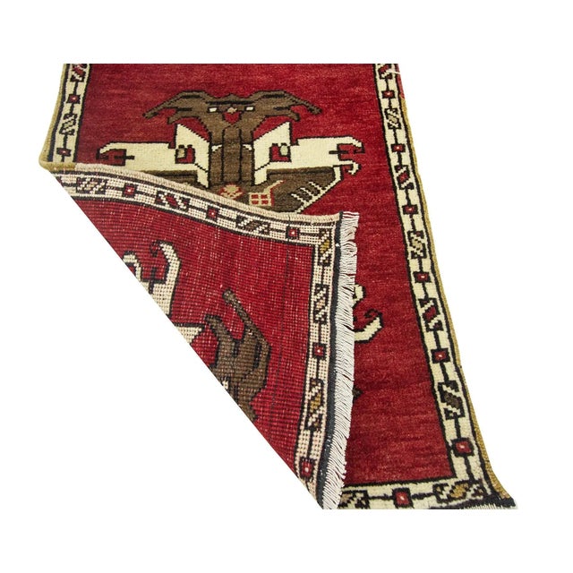 Mid-Century Modern Vintage Mid Century Mini Wool Rug For Sale - Image 3 of 4