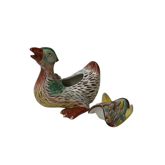 Gray Vintage Oriental Handmade Mix Color Ceramic Water Duck Display Figure For Sale - Image 8 of 9