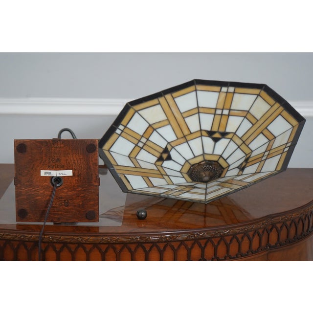 Stickley Slag Glass Arts & Crafts Mission Oak Table Lamp For Sale - Image 13 of 15