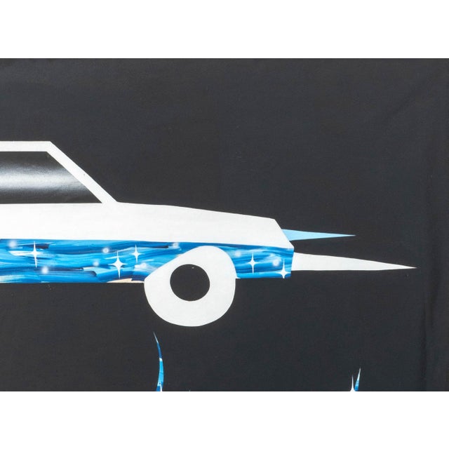 Jesse Spears Blue Flame Car Oil on Canvas For Sale - Image 4 of 7