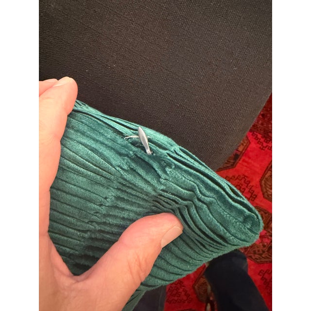 2020s Hunter Green Velvet Blend Pillows With New Inserts For Sale - Image 5 of 7