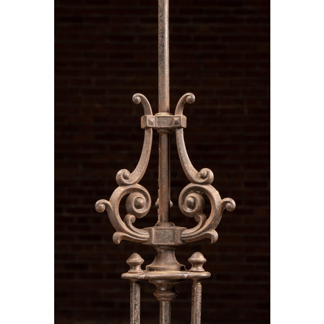 Antique Cast Iron Gothic Revival Three-Light Chandelier For Sale - Image 9 of 12