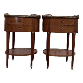 Louis XVI Style Oval Bedside Tables, Set of 2 For Sale