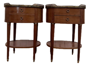 Louis XVI Style Oval Bedside Tables, Set of 2