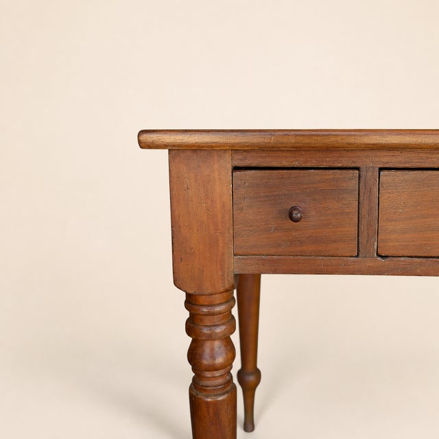 Antique Walnut Three-Drawer Writing Desk With Turned Legs For Sale - Image 11 of 18