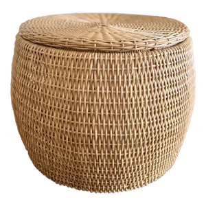 Modern Made Goods Romero Faux Rattan Indoor/Outdoor Table With Storage & Woven Lid