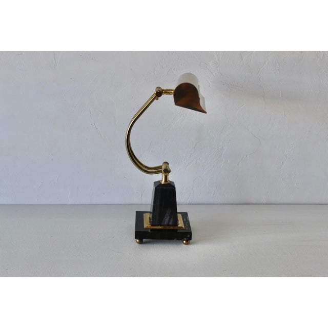 Vintage Brass Office Table Lamp Marble Base For Sale - Image 16 of 17