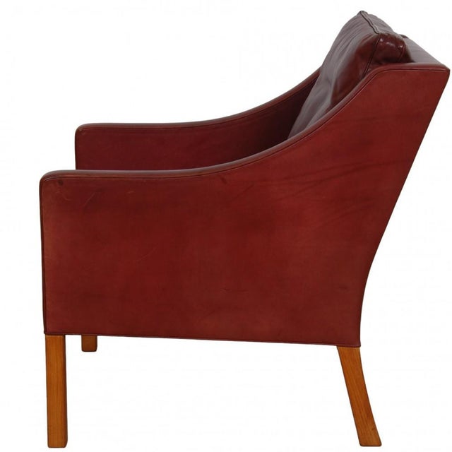 Model 2207 Lounge Chair in Indian Red Anilin Leather by Børge Mogensen, 1990s For Sale - Image 12 of 14