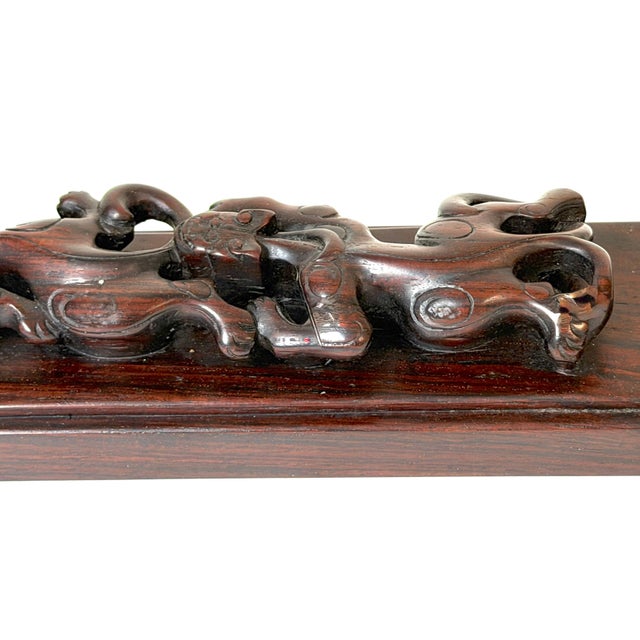 Chinese Scholar's Carved Hongmu Hardwood Qilin Paperweight, Possibly Zitan, Qing For Sale - Image 14 of 16