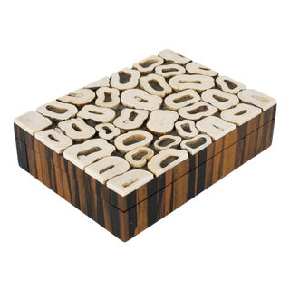 French Art Deco Bone Marquetry and Macassar Wood Box For Sale