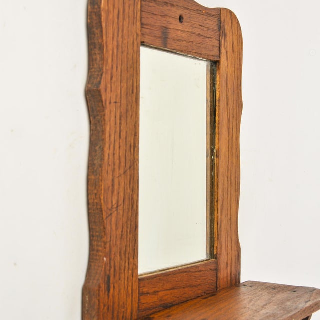 Antique Wall Hanging Wood Framed Mirror With Cubby Carved Leaves For Sale - Image 12 of 12