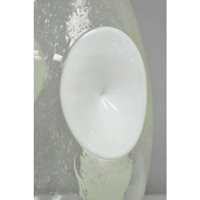 Vintage Mid Century Italian Modern Pulegoso Bubble Glass White Dimple 14" Vase For Sale - Image 9 of 15