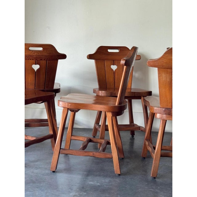 Set of 6 Carved Pine Chairs Denmark 1970s For Sale In Tampa - Image 6 of 6
