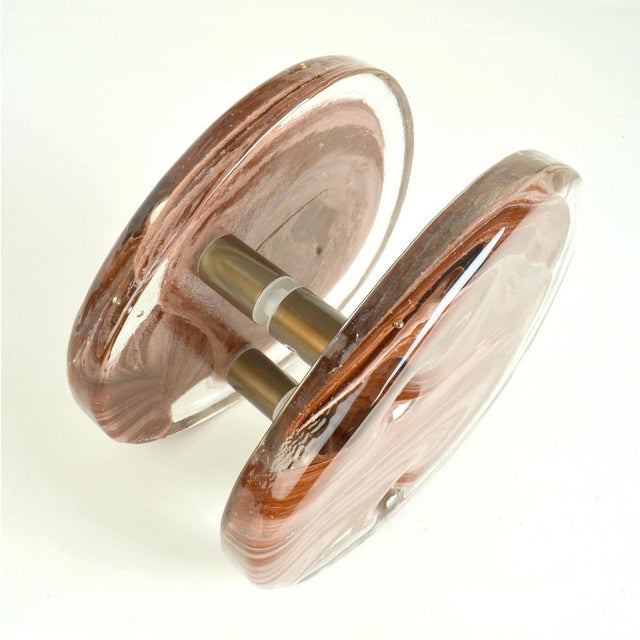 1960s Pink Glass Push Pull Double Door Handles, 1960s, Set of 2 For Sale - Image 5 of 14