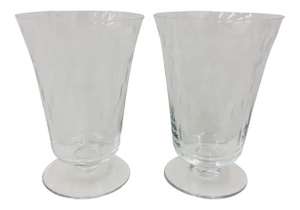 Antique Etched Glass Goblets - a Pair