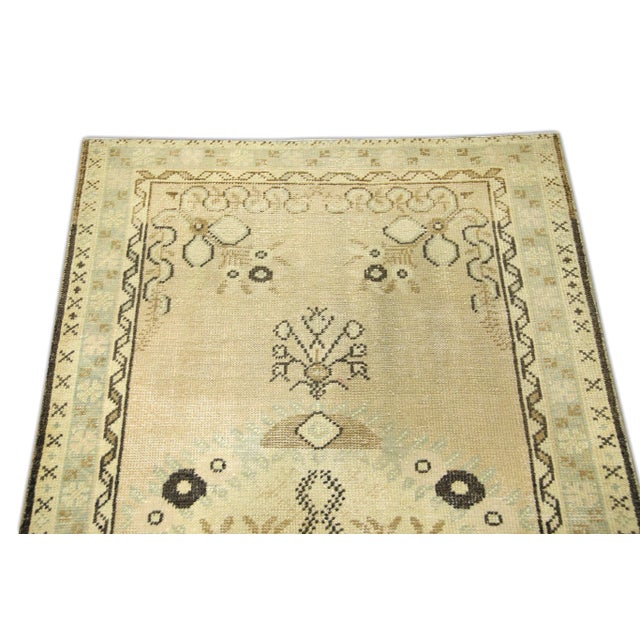 1960s Vintage Tan Rug For Sale - Image 4 of 6