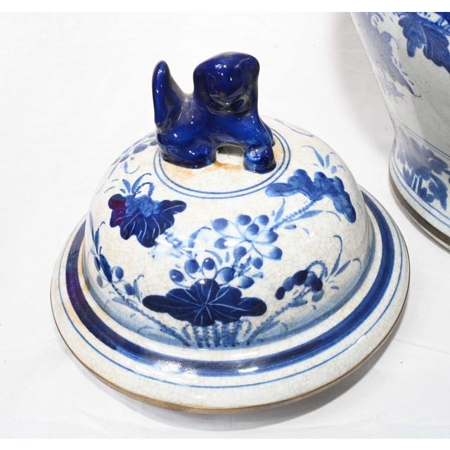 Nanking Porcelain Temple Jars in Blue and White For Sale - Image 3 of 10