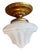 1910s Fabric White Cased Glass Embossed Flush Mount Fixture on Original Brass Holder, Circa 1910 For Sale - Image 5 of 7