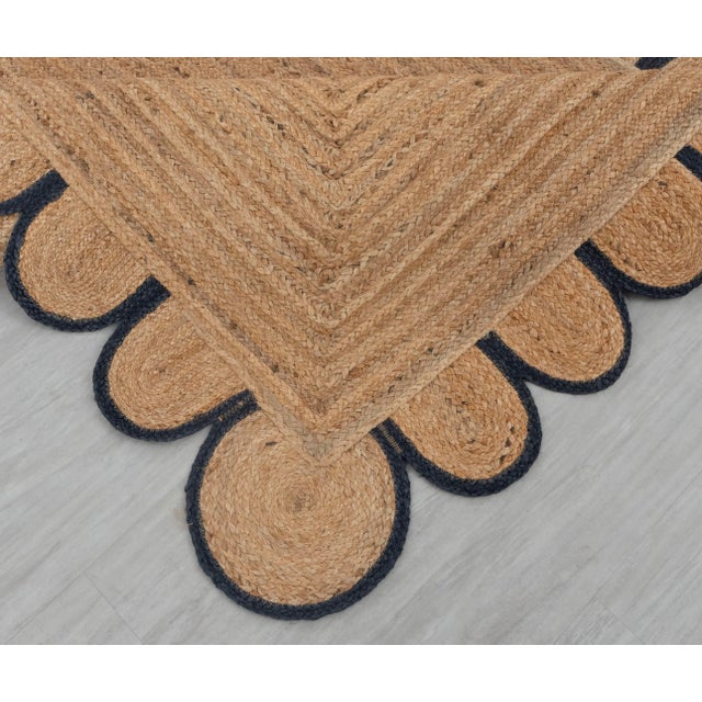 Black Scallop Edge Jute Rug 2x2 Ft. For Sale - Image 10 of 13
