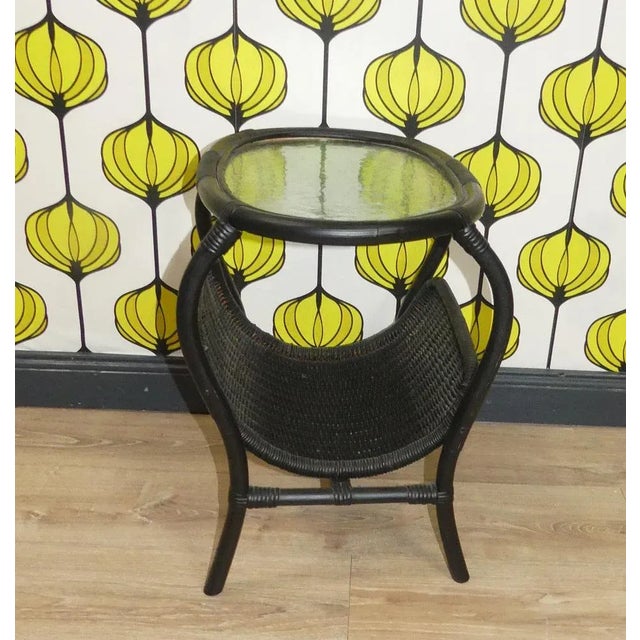 Wood Vintage Newspaper Storage in Bamboo For Sale - Image 7 of 11