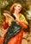Art Nouveau Art Nouveau Maiden Antique German Porcelain Tile Painting Carved Wood Frame For Sale - Image 3 of 15