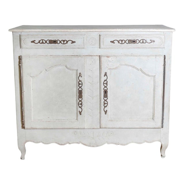 Mid-18th Century French Louis XV Period Painted Buffet with Drawers and Doors For Sale