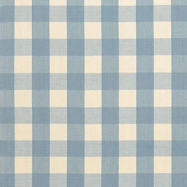 Sample - Schumacher Camden Cotton Check Fabric in Chambray For Sale