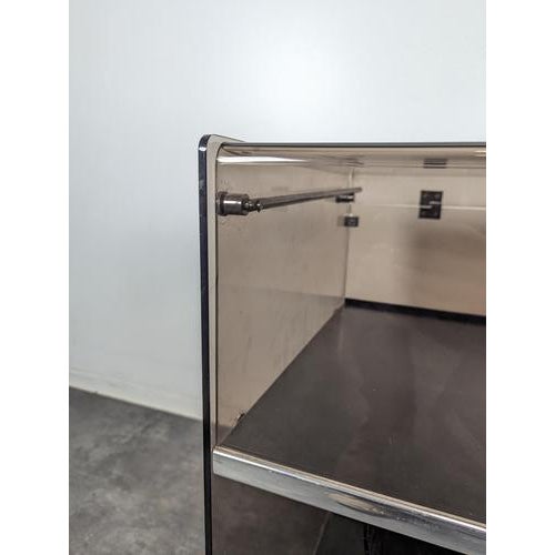 Metal Hi-Fi Cabinet with Drop-Down Door in Smoked Acrylic Glass and Chrome-Plated Metal, 1970s For Sale - Image 7 of 9