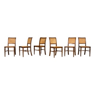 1940s French Provincial Walnut & Cane Dining Chairs, Set of 6 For Sale