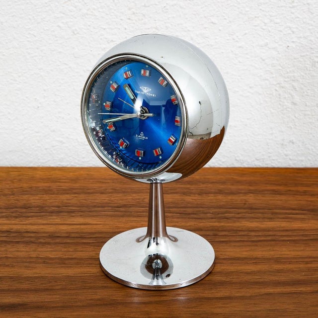 Mid Century Modern Alarm Clock Tokyo Tokei Space Age Chrome