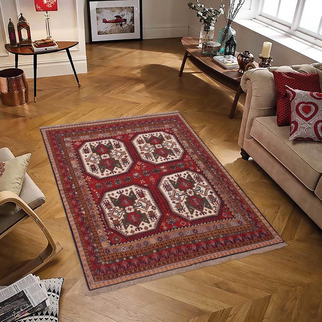 Experience the exceptional craftsmanship of this breathtaking Soumak rug, expertly created by skilled master weavers. Made...