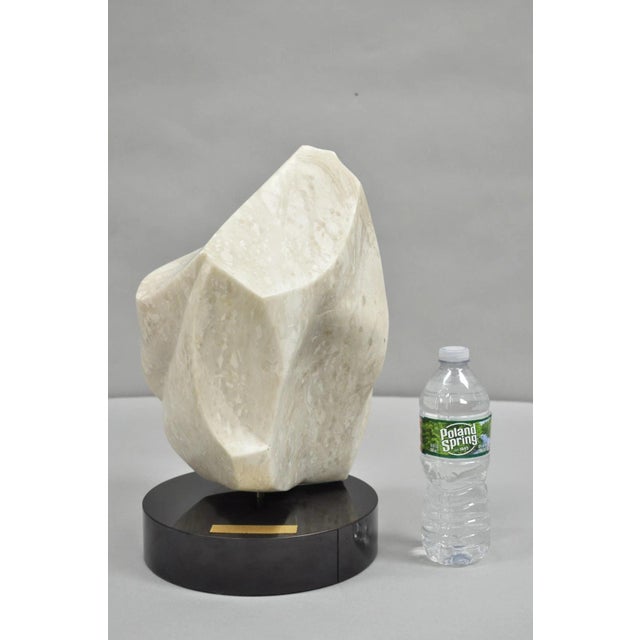Morton Gaffin Untitled 1992 Modernist Carved White Alabaster Abstract Sculpture on Revolving Pedestal. We were unable to...