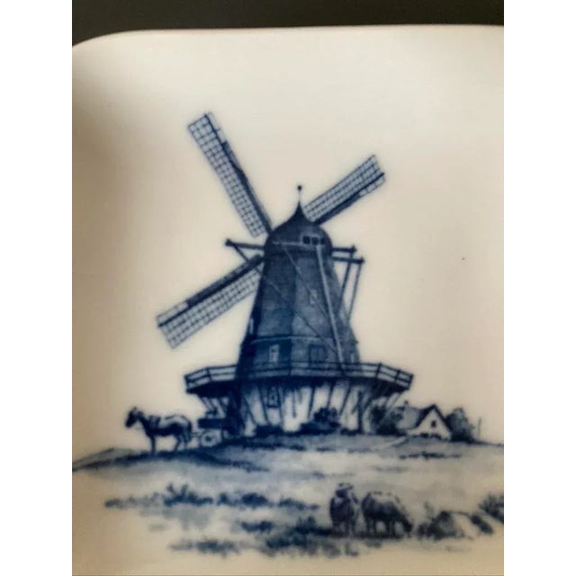 Ceramic Antique Danish Blue and White Porcelain Jewelry Dish With Windmill by Royal Copenhagen For Sale - Image 7 of 12