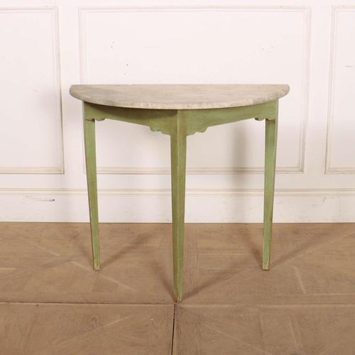 English Painted Demi-Lune Console Table, 1890s For Sale - Image 8 of 8