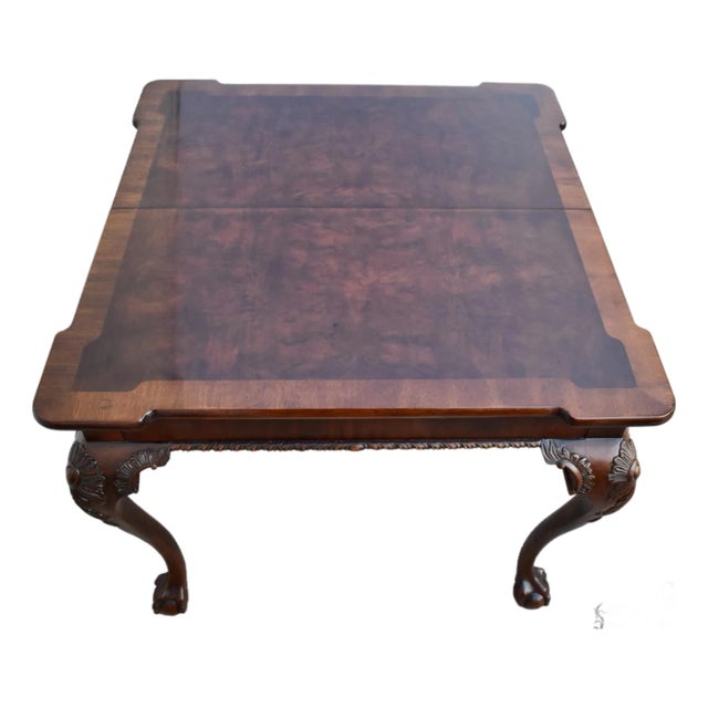 Henredon Mahogany Burl Wood Table Chippendale Butterfly Leaf Ball Claw Feet For Sale