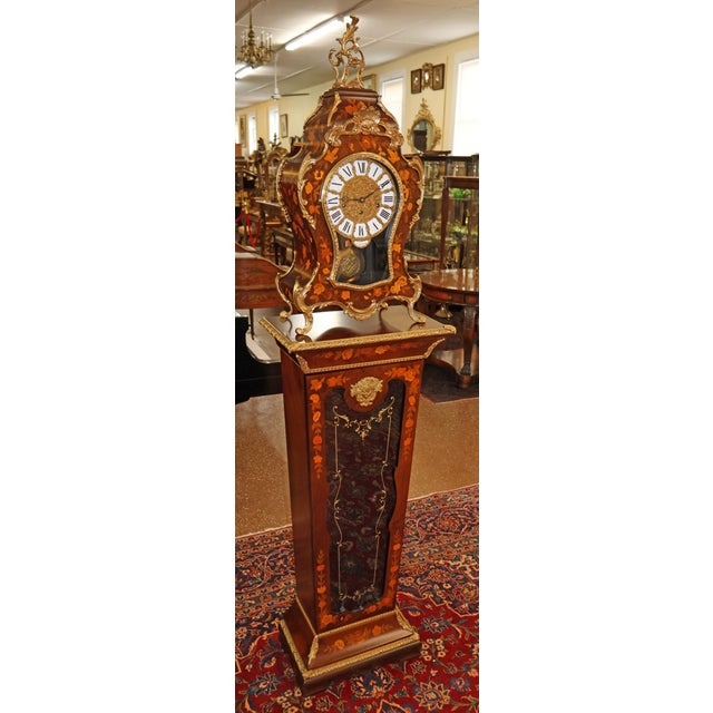 1980s Inlaid Italian Rococo Tiffany & Co Musical Mantel Clock With Matching Pedestal For Sale In New York - Image 6 of 15