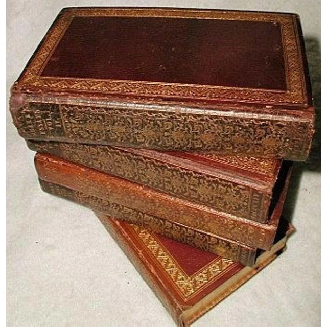 Early 19th Century Decorative Leather Books, Nathan Drake's Essays, Biographical, Critical, and Historical - Complete 5 Volume Set For Sale - Image 4 of 4