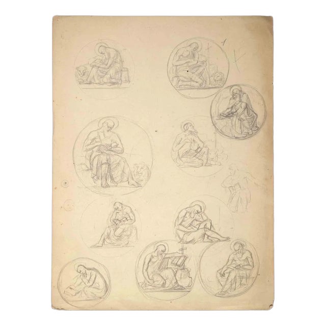 Aurelio Mistruzzi, Study for a Medal, Original Drawing, 20th Century For Sale