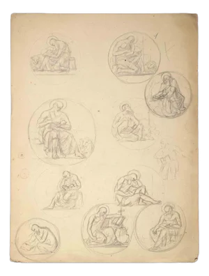 Aurelio Mistruzzi, Study for a Medal, Original Drawing, 20th Century