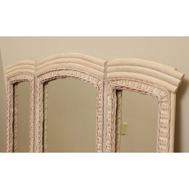 1980s Vintage Painted Wicker Trifold Mirror For Sale - Image 5 of 13