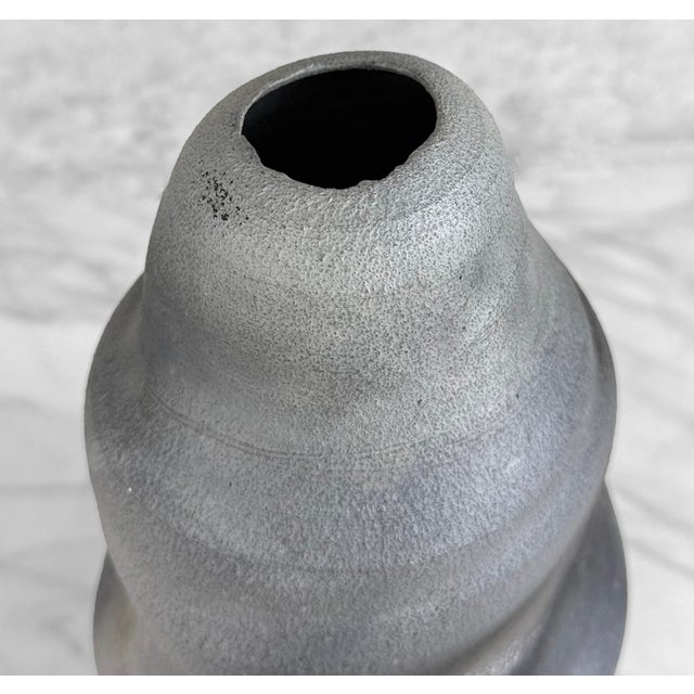 Vintage Abstract Gray Studio Pottery Signed Vase - 12" For Sale - Image 6 of 7