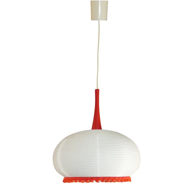 White & Red Ceiling Lamp, 1970s For Sale