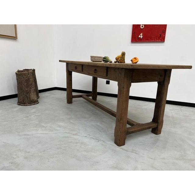 French Farm Table in Oak and Walnut, 1950s For Sale - Image 3 of 18