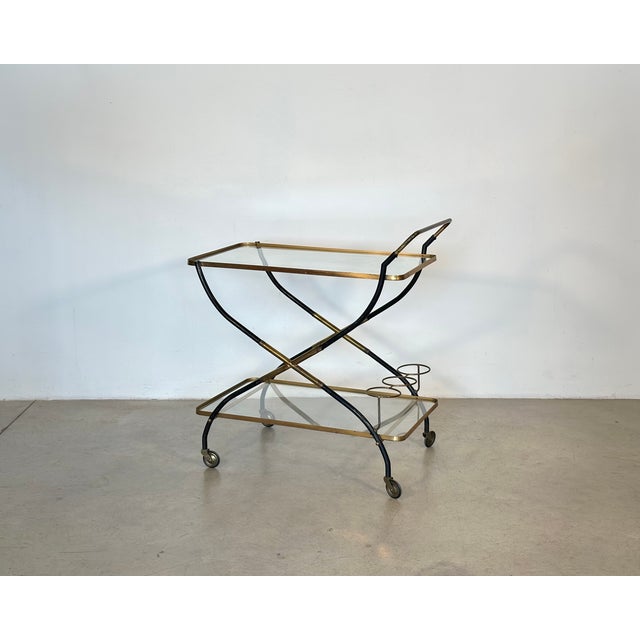 Metal Brass and Glass Bar Trolley, 1960s For Sale - Image 7 of 17